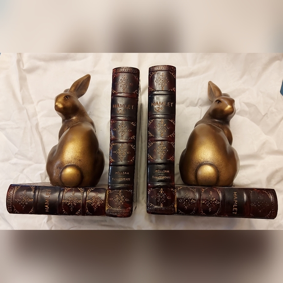 Solid Brass Bunny Bookends - Picture 2 of 4
